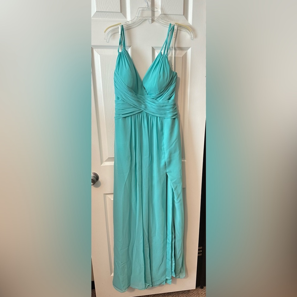 Azazie Strapless Turquoise Dress